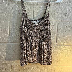 Leopard Print Spaghetti Strap Blouse